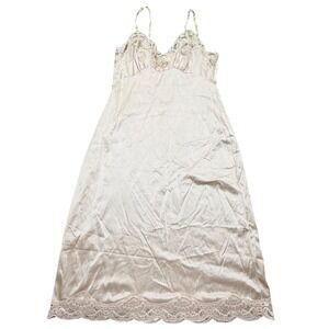 Vintage Impulse Beige Lace Trim Full Slip Antron III Nylon Made in USA Size 36